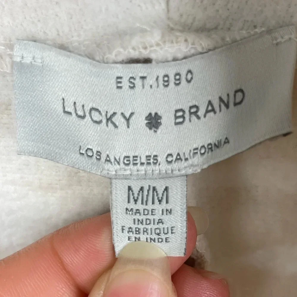 Lucky Brand Tan‎ Neutral Camo Print Hooded Open Front Cardigan Sweater